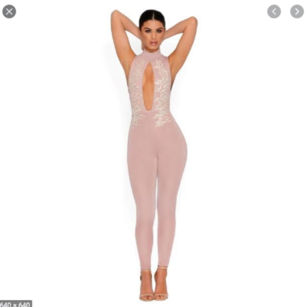 Give It a Swirl Embellished Jumpsuit in Blush